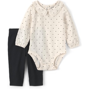 Carter’s Baby Girls’ 2-piece Bodysuit Pant Set(Black Cream Polka Dots)