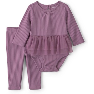 Carter’s Baby Girls’ 2-piece Bodysuit Pant Set(Purple Mauve Tulle)