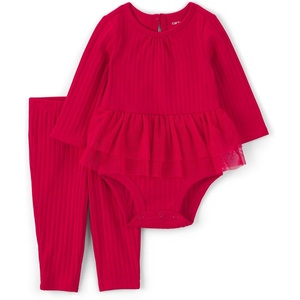 Carter’s Baby Girls’ 2-piece Bodysuit Pant Set(Red Tulle)