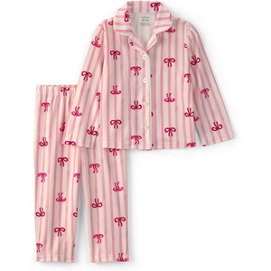 Carter’s Baby Girls’ 2-piece Fleece Holiday Coat Pjs(Pink Red Bows Stripe)