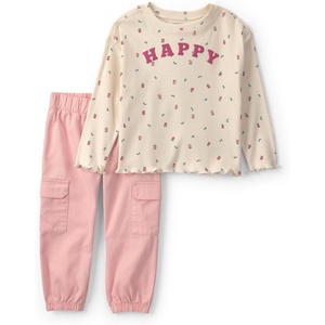 Carter’s Baby Girls’ 2-piece Pant Set(Pink Cream Happy)