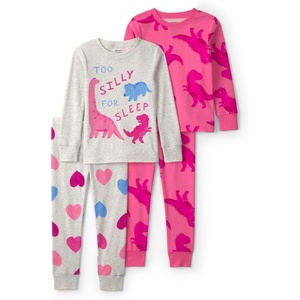 Carter’s Baby Girls’ 4-piece Tight Fit Cotton Pajama Set(Pink Dino)