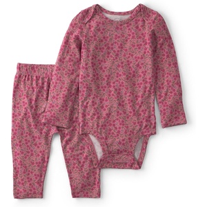 Carter’s Baby Girls’ Purely Soft 2-piece Bodysuit Pant Set(Brown Floral Print)