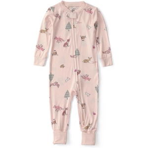 Carter’s Baby Girls’ Purelysoft 1-piece Pajamas(Pink Woodland Print)