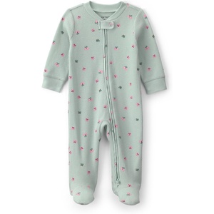 Carter’s Baby Girls’ Texture Sleep and Play(Green Butterfly Print)