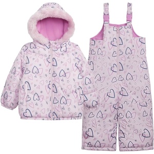 Carter’s Baby Girls’ Toddler & Big Girls’ Insulated 2-piece Print Snowsuit and Bib Snow Pant Ski Set(All Lilac Heart)