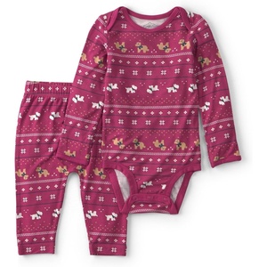 Carter’s Baby Purely Soft 2-piece Bodysuit Pant Set(Red Burgundy Fair Isle)