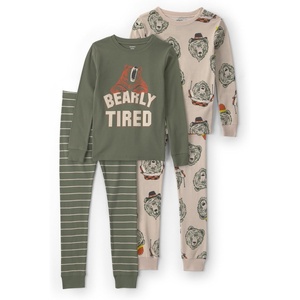 Carter’s Boys’ 4-piece Tight Fit Cotton Pajama Set(Bear Face Green)