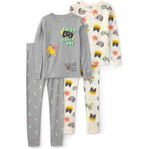 Carter’s Boys’ 4-piece Tight Fit Cotton Pajama Set(Grey Multi Gamer)