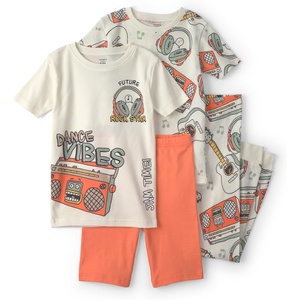 Carter’s Boys’ 4-piece Tight Fit Cotton Pajama Set(Ivory/Orange)
