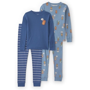 Carter’s Boys’ 4-piece Tight Fit Cotton Pajama Set(Silly Food Blue)