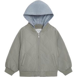 Carter’s Boys’ Midweight Quilted Bomber Jacket With Sweatshirt-style Hood(Green)