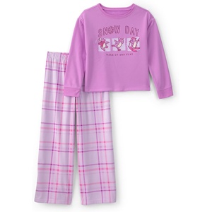 Carter’s Girls’ 2-piece Fleece Pjs(Purple Snow Day Plaid)