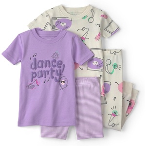 Carter’s Girls’ 4-piece Tight Fit Cotton Pajama Set(Dance Party-music Prpl)