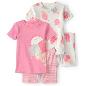 Carter’s Girls’ 4-piece Tight Fit Cotton Pajama Set(Pink/Ivory Icecream)