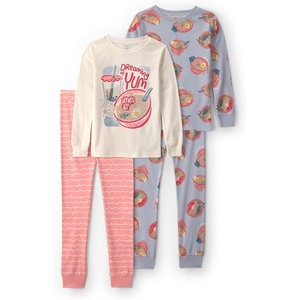 Carter’s Girls’ 4-piece Tight Fit Cotton Pajama Set(Ramen Blue)