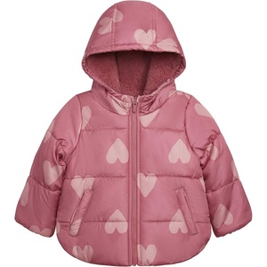 Carter’s Girls’ Winter Coat Puffer Jacket with Sherpa Lined Hood(Pink Hearts)