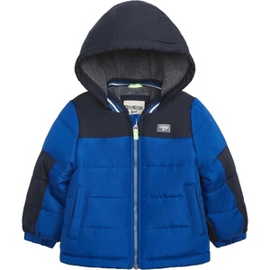 OSHKOSH B’GOSH Boys’ Fleece-lined Hooded Puffer Jacket Winter Coat(Blue)