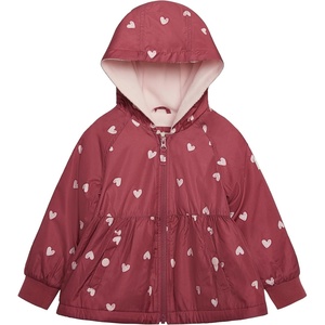 OSHKOSH B’GOSH Girls’ Midweight Water-resistant Hooded Peplum Jacket(Heart Prt)