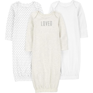 Simple Joys by Carter’s Baby 3-pack Neutral Cotton Sleeper Gown(Grey/White)