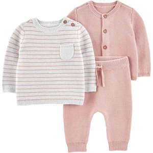 Simple Joys by Carter’s Baby 3-piece Sweater Set(Grey Stripe/Light Pink)