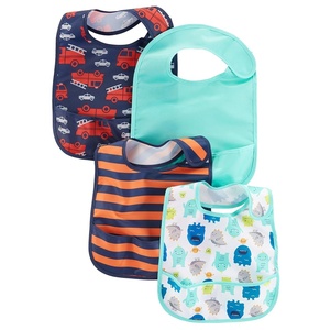 Simple Joys by Carter’s Baby 4- Pack Feeder Bibs, Fire Trucks/Monsters/Stripe, One Size(Teal Blue  Firetruck/Monster/Stripe)