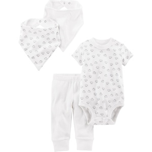 Simple Joys by Carter’s Baby 4-piece Bodysuit, Pant, and Bibs Set(White/Lamb)