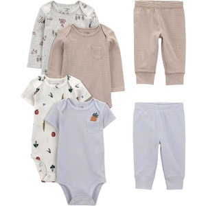 Simple Joys by Carter’s Baby 6-piece Bodysuits (Short and Long Sleeve) and Pants Set(Blue Veggie)
