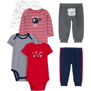 Simple Joys by Carter’s Baby 6-piece Bodysuits (Short and Long Sleeve) and Pants Set(Multicolor/Bear/Dogs/Stripe/Text Print)