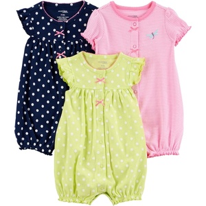 Simple Joys by Carter’s Baby Boys 3 pack Snap up Rompers(Light Green/Navy Dots/Pink Stripe)