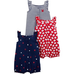 Simple Joys by Carter’s Baby Boys 3 pack Snap up Rompers(Red/White/Blue)