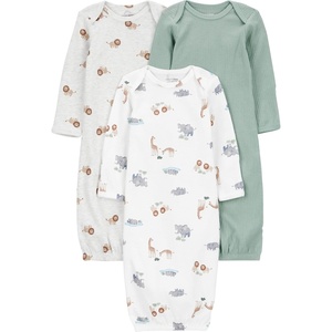 Simple Joys by Carter’s Baby Boys 3-pack Cotton Sleeper Gown(Green Safari)