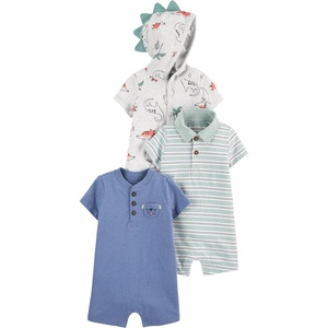Simple Joys by Carter’s Baby Boys’ 3-pack Rompers(Dinosaur/Dog/Double Stripe)