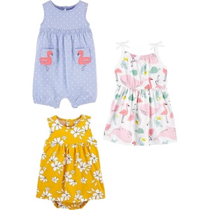 Simple Joys by Carter’s Baby Girls 3-pack Romper, Sunsuit and Dress(Flamingo/Flowers/Sea Friends)