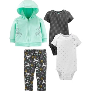 Simple Joys by Carter’s Baby Girls 4-piece Jacket, Pant, and Bodysuit Set(Black Dots/Mint Green Unicorn/White Snowflake/Floral)