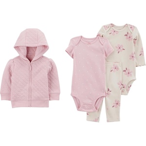 Simple Joys by Carter’s Baby Girls 4-piece Jacket, Pant, and Bodysuit Set(White Ground Floral)