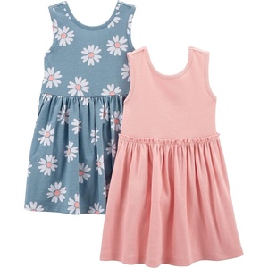 Simple Joys by Carter’s Baby Girls Short-sleeve and Sleeveless Dress Sets, Pack of 2(Dusty Blue Floral/Pink)