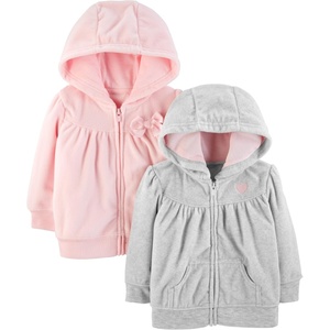 Simple Joys by Carter’s Girls’ 2-Pack Full Zip Hoodies(Light Grey/Pink)