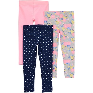 Simple Joys by Carter’s Girls 3 pack Leggings(Grey Floral/Navy Dots/Pink)