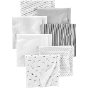 Simple Joys by Carter’s Unisex Babies’ Flannel Receiving Blankets, Pack of 7(Grey/White/Black)