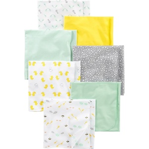 Simple Joys by Carter’s Unisex Babies’ Flannel Receiving Blankets, Pack of 7(Grey/White/Mint Green)