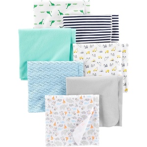 Simple Joys by Carter’s Unisex Babies’ Flannel Receiving Blankets, Pack of 7(Mint Green/Blue/White)