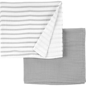 Simple Joys by Carter’s Unisex-Baby 2-Pack Cotton Gauze Blanket,(Grey/White Stripe)