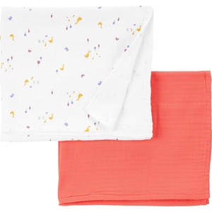 Simple Joys by Carter’s Unisex-Baby 2-Pack Cotton Gauze Blanket,(Orange/White Ducks)