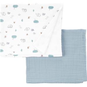 Simple Joys by Carter’s Unisex-Baby 2-Pack Cotton Gauze Blanket,(Sage Green/White Elephant)