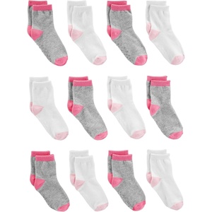 Simple Joys by Carter’s baby-boys 12-pack Neutral Sock Low(Grey/Pink/White)