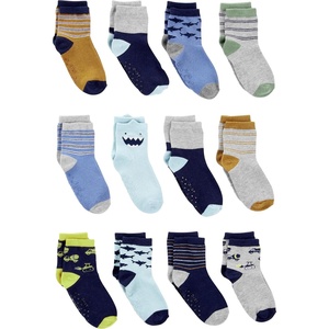 Simple Joys by Carter’s baby-boys 12-pack Neutral Sock Low(Multicolor/Monster/Sharks/Stripe)