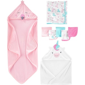 Simple Joys by Carter’s baby-girls 8-piece Towel and Washcloth Set(Pink Flamingo/White Unicorn)
